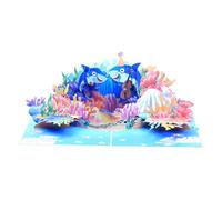Carte de vœux pop-up sur le thème de la vie marine - Carte d'invitation à une fête sur le thème sous-marin pour affichage mural ou événement - Carte dimensionnelle