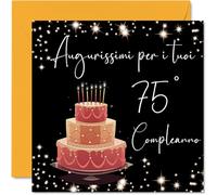 Carte de vœux pour 75e anniversaire pour femme - Élégante et stylée - Cartes de joyeux anniversaire pour femme de 75 ans, maman, grand-mère, 145 mm, soixante-quinze soixante-quinzième anniversaire