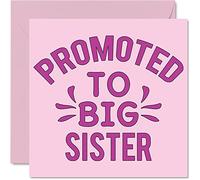 Carte de vœux pour bébé unisexe - Promue à une grande sœur - Cartes de félicitations pour nouveau-né, cartes de félicitations pour nouveau-né