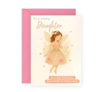 Carte de vœux pour fille - Jolie illustration de fée - Jolie carte sentimentale pour elle, enfant, adolescent, adulte, fille de la part de maman ou papa - You Are Beautiful Message - Livré avec de