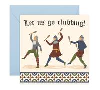 Carte de vœux pour homme - « Let Us Go Club » - Chevaliers avec clubs - Anniversaires humoristiques pour ami, frère, collègue, frère, copain, copain, lads, fan médiéval, lui - Boissons - Comprend des