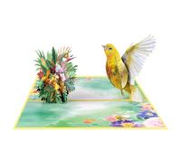 Carte de vœux pour la fête des mères - Motif fleur et oiseau - Avec enveloppe - Fait à la main - Fête des Mères - Pour