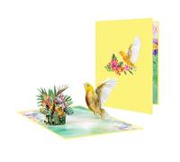 Carte de vœux pour la fête des mères - Motif fleur et oiseau - Avec enveloppe - Fait à la main - Fête des Mères - Pour