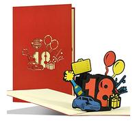 Carte de vœux pour le 18e anniversaire - Carte Joyeux anniversaire - Carte de vœux déployante 3D ou bon d’achat pour anniversaire, permis de conduire, G29