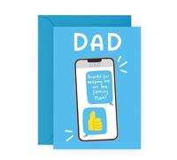 Carte de vœux pour papa - « Thanks for Keeping Me on the Family Plan ! » - Texte téléphonique - Message humoristique pour papa, père, beau-père, lui, hommes - Thumbs Up - Comprend des autocollants