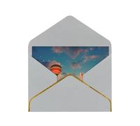 Carte de vœux romantique avec enveloppes Motif montgolfière et coucher de soleil