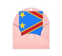 Carte de vœux rose avec enveloppe assortie - Drapeau du Congo imprimé vierge motif béni - Cartes humoristiques en papier nacré