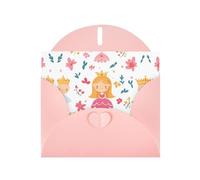Carte de vœux rose avec enveloppes - Contes de fées dans des dessins animés Cartes vierges pour anniversaire, mariage, encouragement, occasions bénies