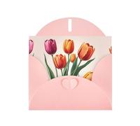 Carte de vœux rose avec enveloppes - Super belles cartes vierges imprimées tulipes pour anniversaire, mariage, encouragement, occasions bénies