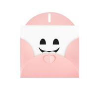 Carte de vœux rose avec enveloppes - Symbole artistique smiley imprimé cartes vierges pour anniversaire, mariage, encouragement, occasions bénies