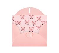 Carte de vœux rose DLXW simple traits de tête de cochon pour Noël, anniversaire d'enfant, Saint-Valentin, anniversaire de mariage et invitation à une fête