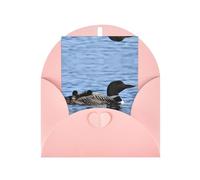 Carte de vœux rose élégante avec enveloppe assortie - Imprimé huard d'oiseaux vierges pour anniversaire, Saint-Valentin, mariage