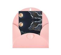 Carte de vœux rose élégante avec enveloppe assortie - Loups pleine lune impression 3D vierge pour anniversaire, Saint-Valentin, mariage
