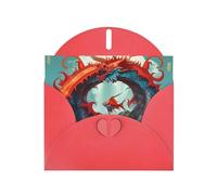 Carte de vœux rouge DLXW Fish Leap Dragon Gate pour Noël, anniversaire d'enfant, Saint-Valentin, anniversaire de mariage et invitation à une fête