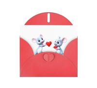Carte de vœux rouge YYHWHJDE avec deux petites souris tenant l'amour, parfaite pour la Saint-Valentin, un anniversaire de mariage et des invitations de fête