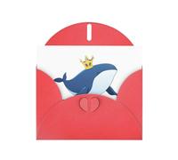 Carte de vœux rouge YYHWHJDE Prince baleine dans l'océan, parfaite pour la Saint-Valentin, un anniversaire de mariage et des invitations de fête