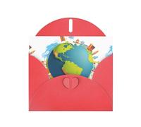 Carte de vœux rouge YYHWHJDE Voyagez autour du monde avec des rêves Image parfaite pour la Saint-Valentin, un anniversaire de mariage et des invitations de fête