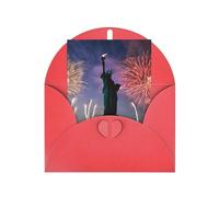 Carte de vœux saisonnière avec drapeau Statue de la Liberté avec enveloppe rouge pour toutes les occasions Thanksgiving, Noël, anniversaire, mariage, fiançailles, cartes de notes