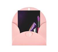 Carte de vœux saisonnière élégante violette à talons hauts avec rouge à lèvres avec enveloppe rose pour toutes les occasions Thanksgiving, Noël, anniversaire, mariage, fiançailles