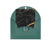 Carte de vœux saisonnière en marbre noir et doré avec enveloppe vert foncé pour toutes les occasions Thanksgiving, Noël, anniversaire, mariage, fiançailles