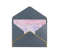 Carte de vœux sirène en papier avec enveloppe dorée pour mariage, fête de Noël, rose pastel, violet