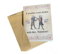 Carte de vœux sur le thème médiéval avec 6 illustrations non répétées, y compris des éléments en croix pour les fans de Blade Queen (A)