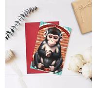 Carte de vœux The Silent Monkey, 10,2 x 15,2 cm, enveloppe en forme de cœur, convient pour toutes les occasions.