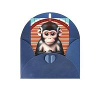 Carte de vœux The Silent Monkey, 10,2 x 15,2 cm, enveloppe en forme de cœur, convient pour toutes les occasions.