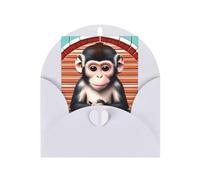 Carte de vœux The Silent Monkey, 10,2 x 15,2 cm, enveloppe en forme de cœur, convient pour toutes les occasions.