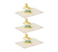 Carte de vœux unique effet 3D avec motif cheval pour des occasions de bon augure