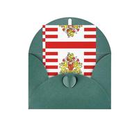 Carte de vœux vert foncé avec enveloppe assortie - Drapeau du Sénat de Brême - Motif vierge béni - Cartes humoristiques en papier nacré