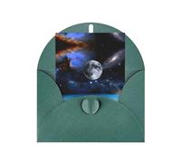 Carte de vœux vert foncé avec enveloppe assortie - Motif planète spatiale vierge pour anniversaire, mariage, Saint-Valentin