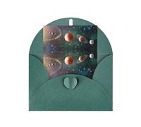 Carte de vœux vert foncé - Carte vierge imprimée du système solaire planète espace pour anniversaire, mariage, Saint-Valentin et invitation à une fête