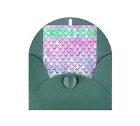 Carte de vœux vert foncé - Carte vierge imprimée écailles de sirène pour anniversaire, mariage, Saint-Valentin et invitation à une fête