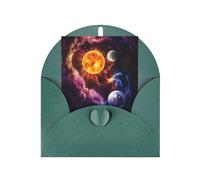 Carte de vœux vert foncé - Carte vierge imprimée planète pour anniversaire, mariage, Saint-Valentin et invitation à une fête