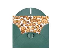 Carte de vœux vert foncé MJHKXLJ Cookies Food Chocolate Chip Biscuits Imprimés nacrés - Enveloppe incluse - Parfait pour Noël, les anniversaires, la Saint-Valentin, les mariages et plus encore