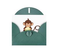 Carte de vœux vert foncé YYHWHJDE Little Monkey eating oion Prints 15,2 x 10,2 cm - Design tendance et unique pour diverses occasions