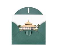 Carte de vœux vert foncé YYHWHJDE Pavilion at the pond 15,2 x 10,2 cm - Design tendance et unique pour diverses occasions