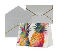 Carte de vœux vierge avec enveloppes, carte de remerciement, fruits tropicaux, aquarelle, ananas, carte d'anniversaire pour femme et homme, Noël, Halloween, mariage, cartes de vœux vierges pour toutes