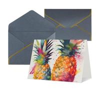 Carte de vœux vierge avec enveloppes, carte de remerciement, fruits tropicaux, aquarelle, ananas, carte d'anniversaire pour femme et homme, Noël, Halloween, mariage, cartes de vœux vierges pour toutes