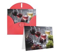 Carte de vœux vierge avec enveloppes, motif vin avec raisins, cartes de remerciement, cartes de notes, cartes toutes occasions pour Noël, vacances, anniversaire, remise de diplôme, anniversaire de