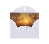 Carte de vœux vierge blanche et perle VVXBHGR Motif oiseaux migrateurs avant le coucher du soleil