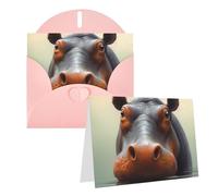 Carte de vœux vierge de 10,2 x 15,2 cm avec enveloppes, carte de remerciement hippopotame rose, cartes de notes, cartes pour toutes les occasions pour Noël, vacances, anniversaire, remise de diplôme