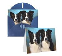 Carte de vœux vierge de 10,2 x 15,2 cm avec enveloppes, cartes de remerciement Border Collie Cartes de notes bleues pour toutes les occasions pour Noël, vacances, anniversaire, remise de diplôme