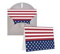 Carte de vœux vierge de 10,2 x 15,2 cm avec enveloppes, drapeau américain, étoiles, rayures, cartes de remerciement, cartes grises pour toutes les occasions pour Noël, vacances, anniversaire, remise
