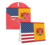 Carte de vœux vierge de 10,2 x 15,2 cm avec enveloppes, drapeau espagnol américain, cartes de remerciement, cartes de notes, cartes de notes, cartes rouges, cartes pour toutes les occasions pour Noël