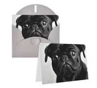 Carte de vœux vierge de 10,2 x 15,2 cm avec enveloppes, jolie carte de remerciement en forme de carlin noir pour toutes les occasions pour Noël, vacances, anniversaire, remise de diplôme, anniversaire