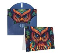 Carte de vœux vierge de 10,2 x 15,2 cm avec enveloppes, motif chouette colorée, cartes de remerciement, cartes de notes, cartes de notes, cartes bleues, cartes pour toutes les occasions pour Noël
