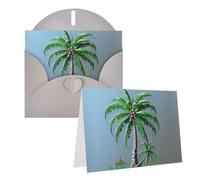 Carte de vœux vierge de 10,2 x 15,2 cm avec enveloppes, motif cocotier, cartes de remerciement, cartes de notes, cartes grises pour toutes les occasions pour Noël, vacances, anniversaire, remise de