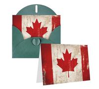 Carte de vœux vierge de 10,2 x 15,2 cm avec enveloppes, motif drapeau du Canada rétro, cartes de remerciement, cartes de notes, cartes de notes, cartes de notes, cartes pour toutes les occasions pour